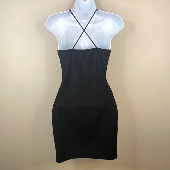 Vintage 90s Vampy Slip Dress Small 3D Floral Gothic Rose Bodycon Party Cocktail - Picture 3 of 11